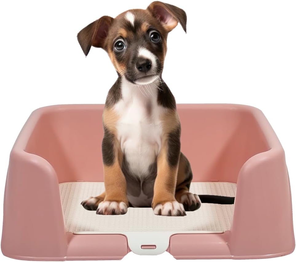 Dog potty training tray with Raised walls and Removable grid, Leak-proof puppy toilet pad holder for Small to Medium dogs, Indoor & Outdoor use, Easy to clean, 43 cm