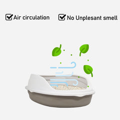 Cat litter box with Durable plastic, Splash-proof design, Detachable design, and Litter scoop, Semi-enclosed cat toilet for small cats, Ideal for indoor/outdoor use, Easy to clean 38 cm
