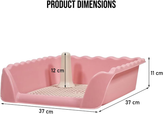 Dog toilet tray with Raised fence, Column design, and Detachable grid, Suitable for small breeds, Durable plastic design for easy cleaning, Prevents splashes for dog toilet and Urinals 37 cm (Pink)