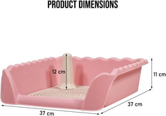 Dog toilet tray with Raised fence, Column design, and Detachable grid, Suitable for small breeds, Durable plastic design for easy cleaning, Prevents splashes for dog toilet and Urinals 37 cm (Pink)