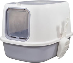 Fully enclosed cat litter box for cats & kittens, Durable plastic cat litter box with Front entry and Top exit, Litter scoop, and Odor control, Ideal for indoor/outdoor, Easy to clean 52 cm
