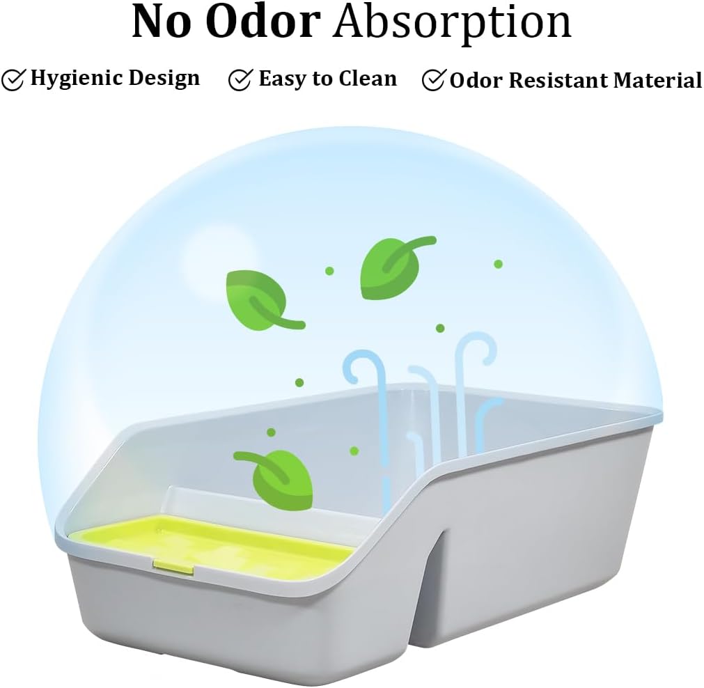 Semi-enclosed cat litter box for Kittens and Adult cats, Durable plastic cat toilet with Splash-proof design, built-in litter scoop, and Low entrance, Easy to clean 49 cm