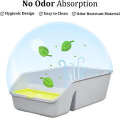 Semi-enclosed cat litter box for Kittens and Adult cats, Durable plastic cat toilet with Splash-proof design, built-in litter scoop, and Low entrance, Easy to clean 49 cm