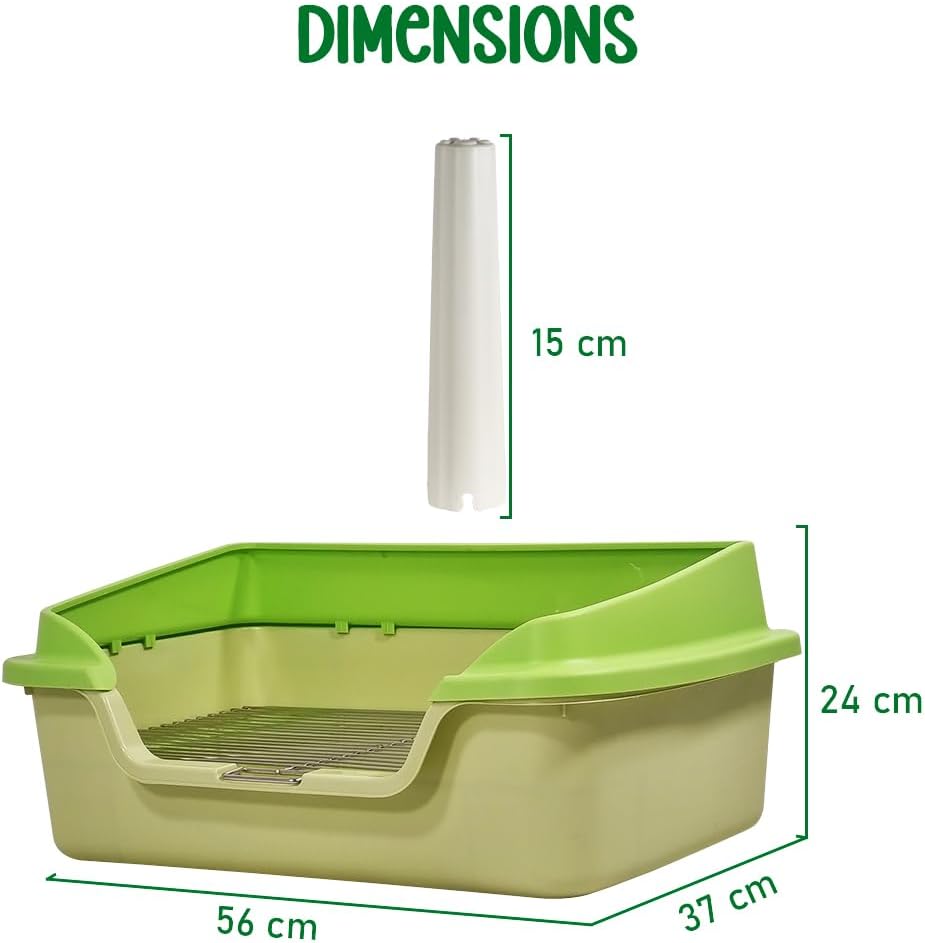 Dog Potty Tray - Dog Toilet for Small to Medium Dogs | Pet Plastic Puppy Training Seat with Splash Proof Design, Stainless Steel Grid & Detachable Pee Post | Indoor & Outdoor (Green, Small)