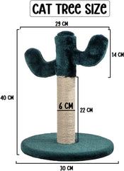 Cat tree scratcher with Cactus shape design, Sisal scratching post, and Sturdy base, Durable cat tree activity center for small cats & kittens, Ideal for indoor use, Easy assembly 40 cm (Green)