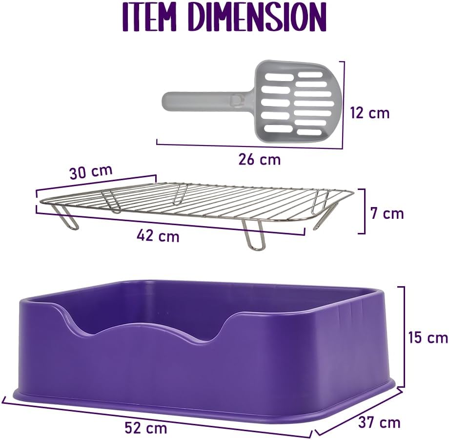 Pet dog toilet with Litter scoop, Stainless steel mesh wire, and Anti-slip bottom, Dog potty tray with training toilet for small to medium dogs, Ideal for indoor & outdoor use 52 cm