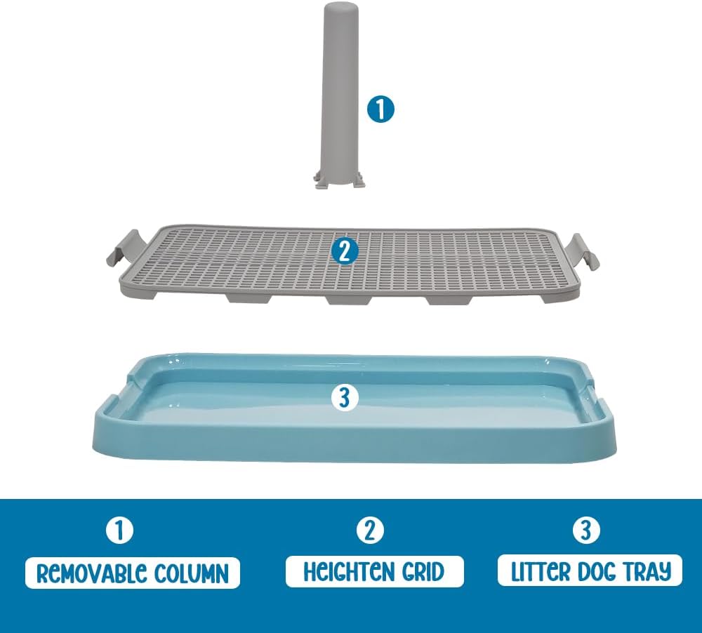 Pet training dog toilet, Durable plastic pee pad holder with Detachable pee post, Grid design, and Non-slip bottom, Suitable for small to medium dogs, Ideal for both indoor and outdoor 51 cm