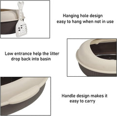 Cat litter box with Detachable design, Leak-proof base, Portable handle, and Litter scoop, Semi-enclosed cat toilet for indoor cats & kittens, Durable PP material, Easy to clean 38 cm