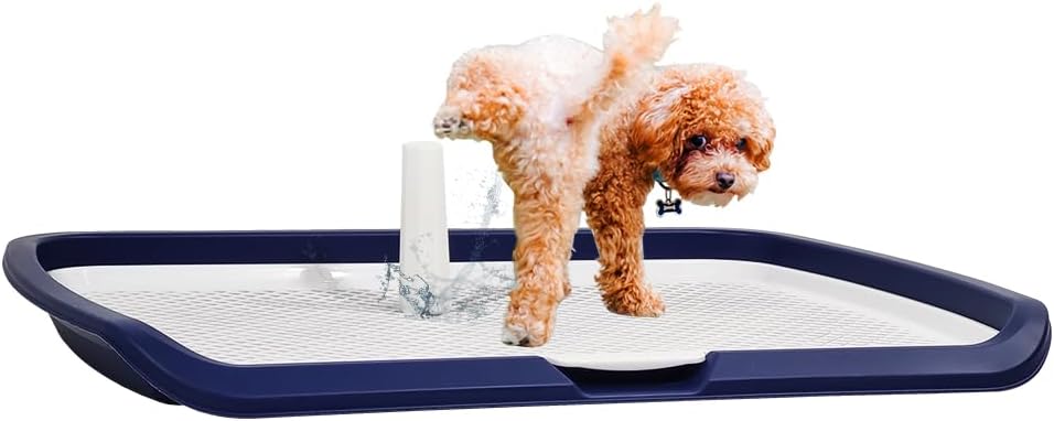 Dog potty training toilet for medium to large dogs, Durable plastic dog training pad holder with Detachable pee post, Carrying handle, and Grid design, Ideal for indoor & outdoor 66 cm