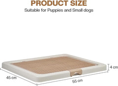 Dog potty training tray with Removable plastic grid and Non-slip base, Leak-proof dog toilet pad holder for Puppies & Small dogs, Indoor & Outdoor use, Easy to clean, 55 cm