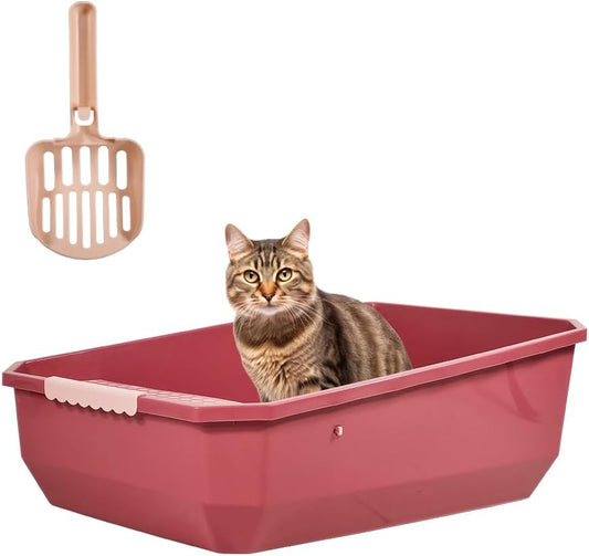 Semi-enclosed cat litter box with Splashproof design, Sand filter holes, and Litter scoop storage, Durable Plastic cat toilet for medium to large cats, Ideal for indoor/outdoor use 61 cm