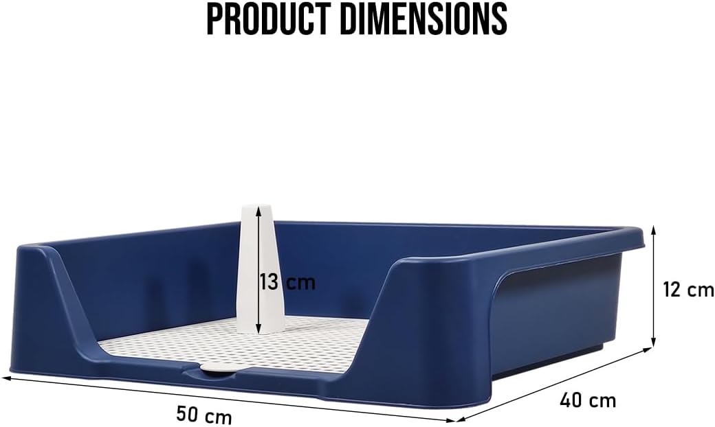 Pet dog toilet for medium-large breeds, Durable plastic dog tray with Column design, Raised fence, and Detachable grid design, Leak-proof dog potty tray, Ideal for indoor & outdoor 50 cm