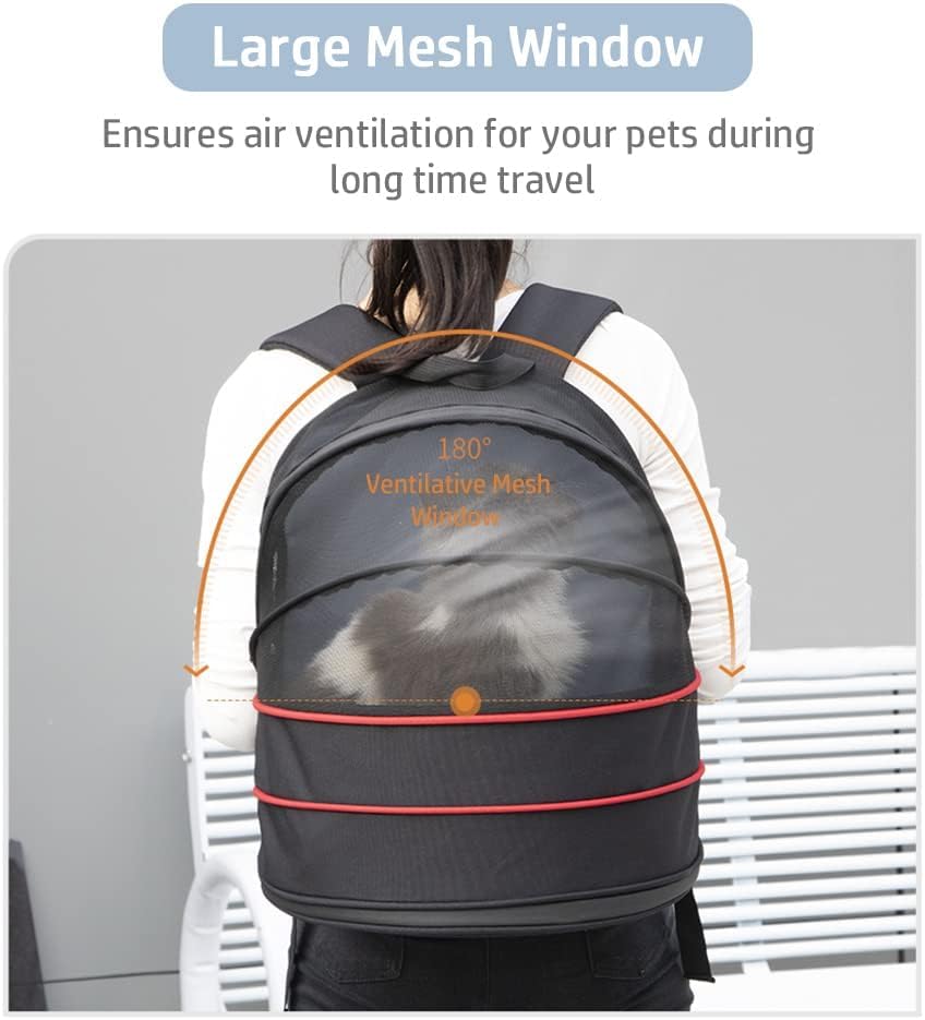 Pet carrier bag for cats and small dogs, Expandable cat backpack with Removable mat, Durable zipper, Ventilated mesh, and Adjustable shoulder straps, Ideal for Outdoor traveling 48 cm