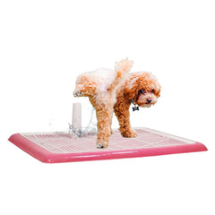 Dog training pads pet toilet for All-sized breeds, Durable plastic construction with Grid pattern, Detachable Pee Post, and Non-slip bottom, keeps paws dry & floor clean, 65 cm (Pink)
