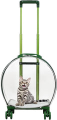 Transparent pet carrier for cats and dogs, Pet stroller with Telescopic handle, Durable zipper, Ventilation holes, and Rolling wheels, Suitable for outdoor activities, 93 cm