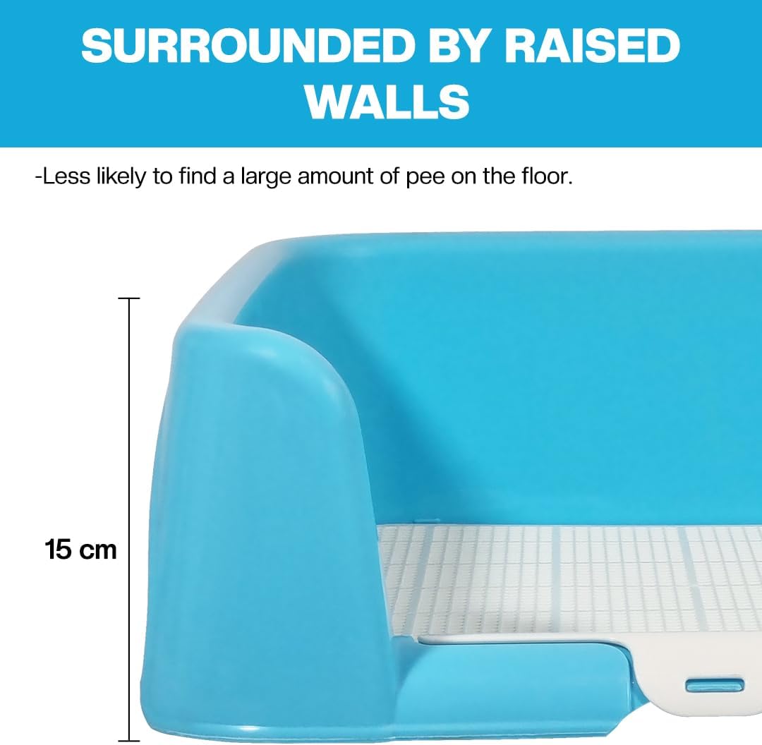 Dog potty training tray with Raised walls and Removable grid, Leak-proof puppy toilet pad holder for Small to Medium dogs, Indoor & Outdoor use, Easy to clean, 43 cm