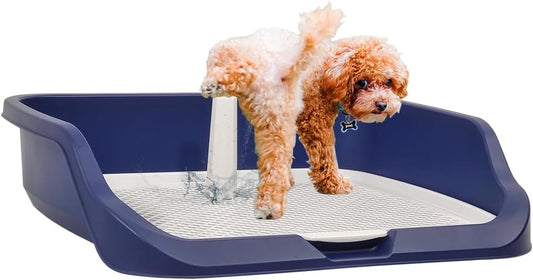 Dog toilet training with Raise edge design, Pee post, and Detachable grid, Durable plastic dog tray for small to medium dogs, Ideal for indoor & outdoor, Leak-proof design 53 cm