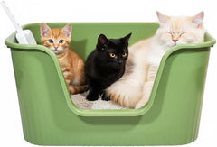 Cat litter box with Extra-large design, Deep high walls, Litter scoop and Low entrance, 78 cm Spacious cat toilet with Odor control, Anti-splash, Durable plastic and Non-stick, Easy to clean