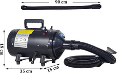 Dog Grooming - Pet Grooming Hair Dryer Blower Vacuum for Cat & Dogs- 240V Blowing Machine with Adjustable Speed & Heat, Low-Noise Design, Durable ABS Body, Portable Handle,3 Nozzles,(Black)