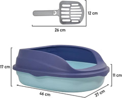 Semi-enclosed cat litter box for medium-sized cats, Durable plastic cat toilet with Splash-proof design, Detachable design, and Litter scoop, Ideal for indoor/outdoor use 46 cm