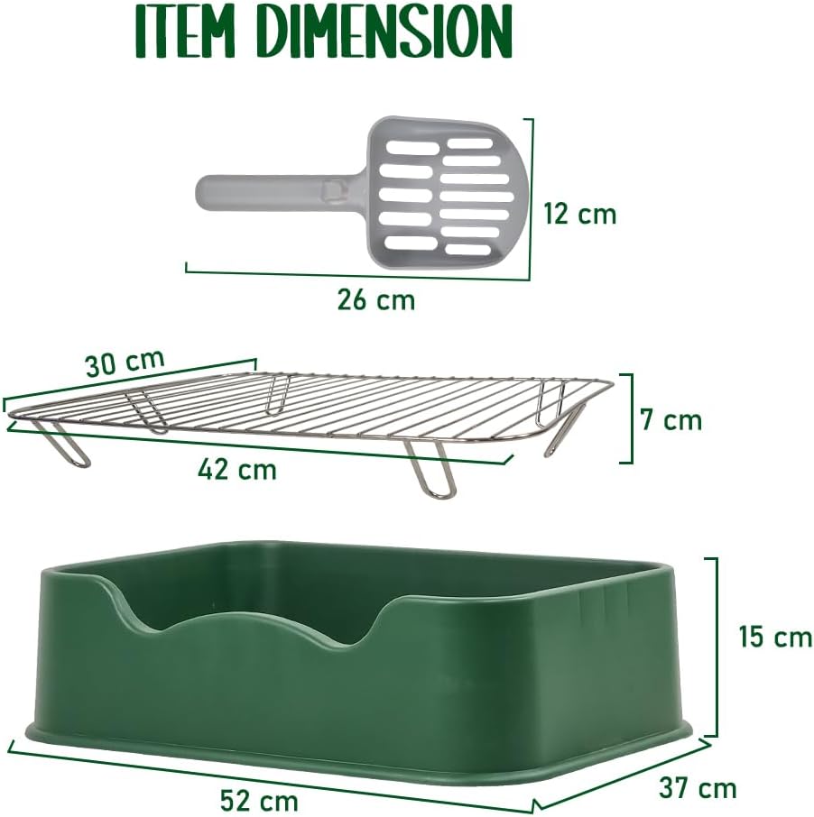 Pet dog toilet with Litter scoop, Stainless steel mesh wire, and Anti-slip bottom, Dog potty tray with training toilet for small to medium dogs, Ideal for indoor & outdoor use 52 cm