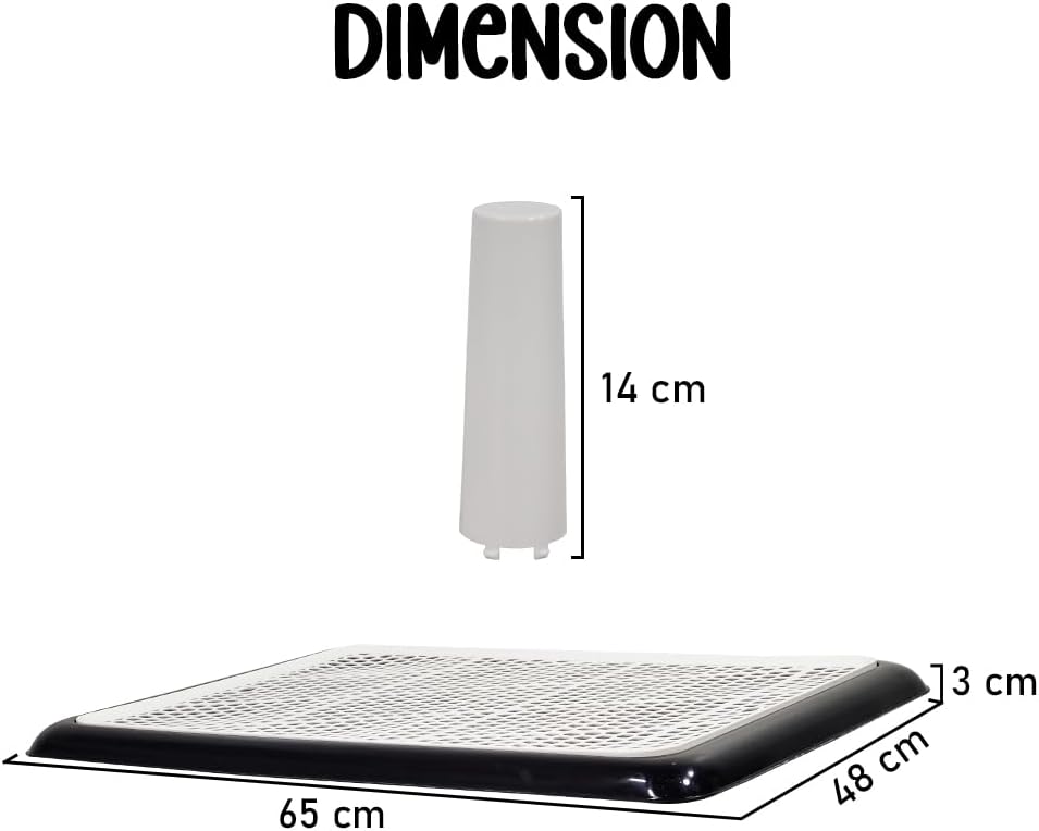 Dog Potty Training Tray - Dog Toilet Pee Pad with Detachable Pee Post - Grid Design & Non-slip Bottom - Indoor/Outdoor Pet Dog Toilet Tray for Large Dogs - Keep Floor Clean 65 cm