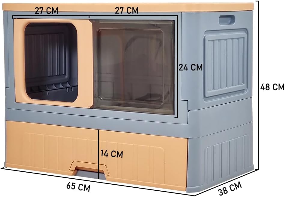 Cat cabinet, Durable 3-layer cat combination litter box with Storage area, Sleeping area, Cat toilet, and Rolling wheels, Durable plastic cat litter box, Ideal for indoor/outdoor use 115 cm