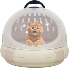 Cat Carrier | Spacious Pet Carrier for Dog & Cats with Safety lock, Handle & Ventilation Holes | Cat Travel Carrier for Outdoor Use with Transparent Design | Easy to Clean