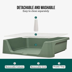 Pet dog toilet for medium-large breeds, Durable plastic dog tray with Column design, Raised fence, and Detachable grid design, Leak-proof dog potty tray, Ideal for indoor & outdoor 50 cm