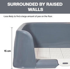 Dog potty training tray with Raised walls and Removable grid, Leak-proof puppy toilet pad holder for Small to Medium dogs, Indoor & Outdoor use, Easy to clean, 43 cm