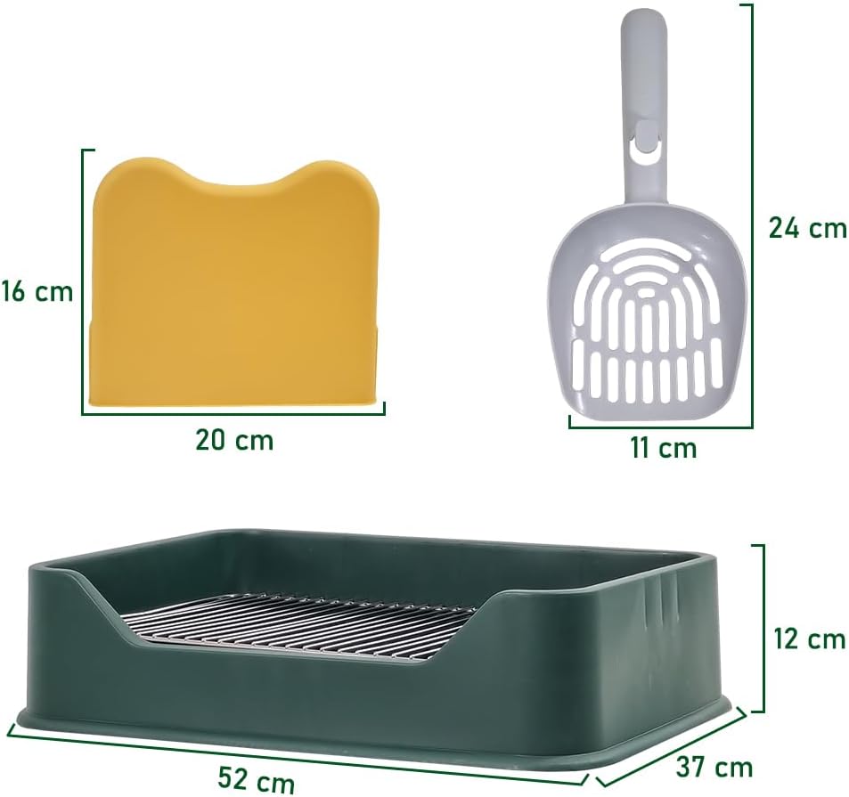Dog Potty Tray - Dog Toilet for Small to Medium Dogs | Pet Plastic Puppy Training Seat with Splash Proof Design, Stainless Steel Grid & Detachable Pee Post | Indoor & Outdoo