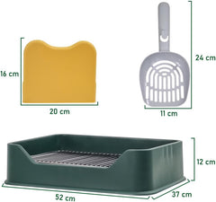 Dog Potty Tray - Dog Toilet for Small to Medium Dogs | Pet Plastic Puppy Training Seat with Splash Proof Design, Stainless Steel Grid & Detachable Pee Post | Indoor & Outdoo