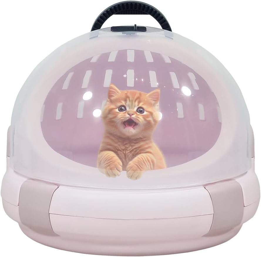 Cat Carrier | Spacious Pet Carrier for Dog & Cats with Safety lock, Handle & Ventilation Holes | Cat Travel Carrier for Outdoor Use with Transparent Design | Easy to Clean