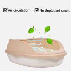 Semi-enclosed cat litter box for medium-sized cats, Durable plastic cat toilet with Splash-proof design, Detachable design, and Litter scoop, Ideal for indoor/outdoor use 46 cm