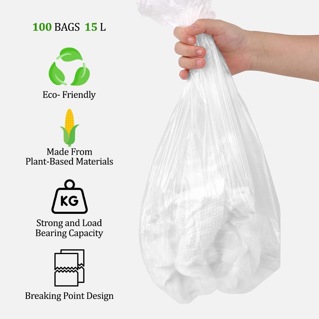 5Pcs Biodegradable trash bags with 2-4 and Leak-proof, Durable Polyethlene waste disposal bags for Living room, Office, Bathroom, and Kitchen use, Eco-friendly trash bags (100 Count)
