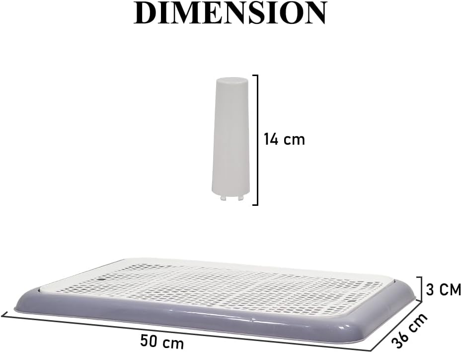 Dog potty training tray for small to medium dogs, Durable pee pad holder with Detachable pee post, Grid design, and Non-slip bottom, Ideal for training & daily use 50 cm