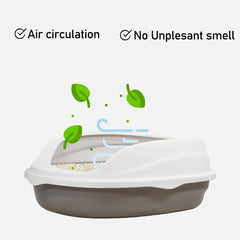 Semi-enclosed cat litter box with Splash-proof design, Detachable design, and Litter scoop, Durable plastic cat litter box for medium to large cats, Ideal for indoor/outdoor use 52 cm
