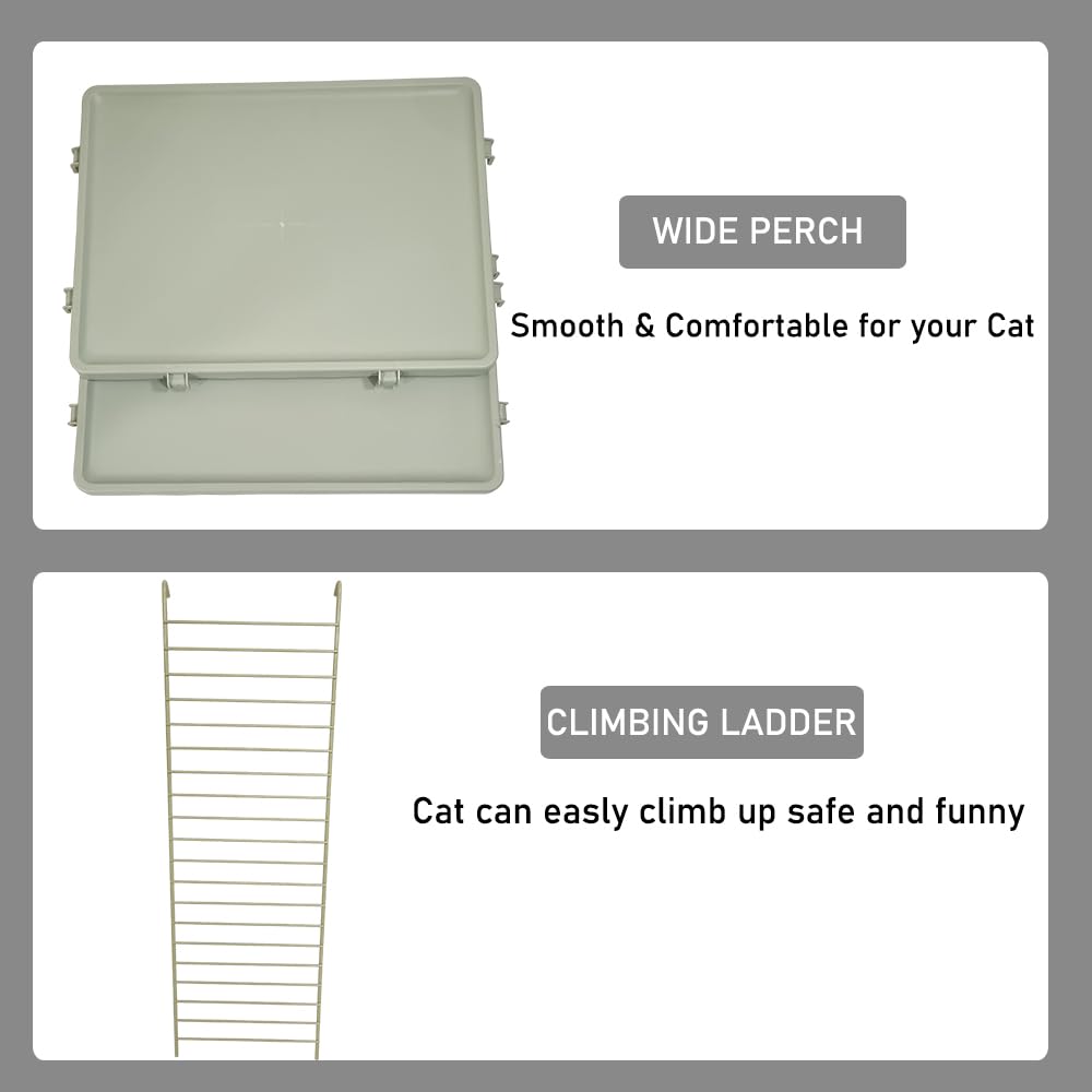 Cat cage for indoor & outdoor, Durable 2-tier metal wire cat cage with 2 lockable doors, Wide platforms, Climbing ladder, and Universal wheels, Suitable for Multi-cat household 120 cm (Yellow)