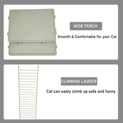 Cat cage for indoor & outdoor, Durable 2-tier metal wire cat cage with 2 lockable doors, Wide platforms, Climbing ladder, and Universal wheels, Suitable for Multi-cat household 120 cm (Yellow)