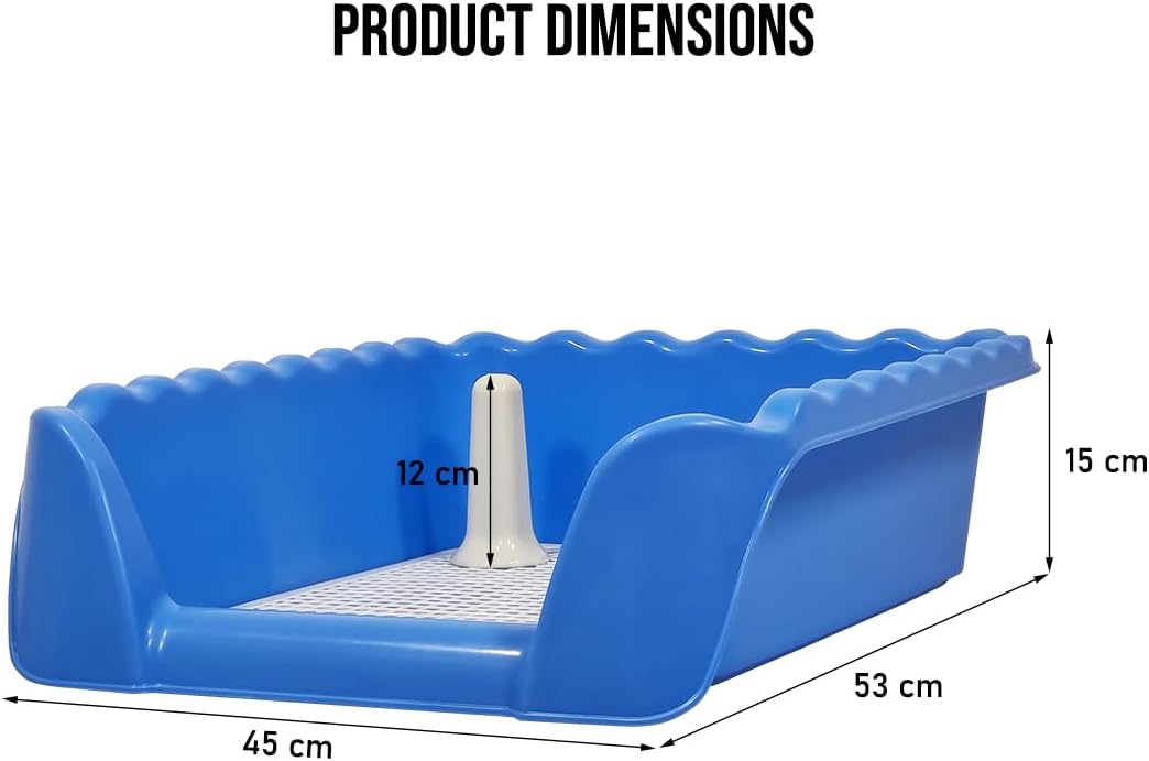 Dog training tray with Raised fence, Column design, and Detachable grid, Splash-proof pet potty for medium to large dogs, Ideal for training & Daily use, Easy to clean 53 cm