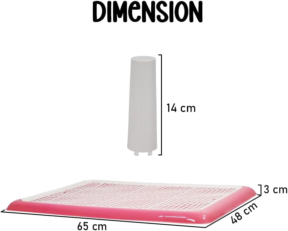 Dog Potty Training Tray - Dog Toilet Pee Pad with Detachable Pee Post - Grid Design & Non-slip Bottom - Indoor/Outdoor Pet Dog Toilet Tray for Large Dogs - Keep Floor Clean 65 cm