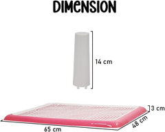 Dog Potty Training Tray - Dog Toilet Pee Pad with Detachable Pee Post - Grid Design & Non-slip Bottom - Indoor/Outdoor Pet Dog Toilet Tray for Large Dogs - Keep Floor Clean 65 cm
