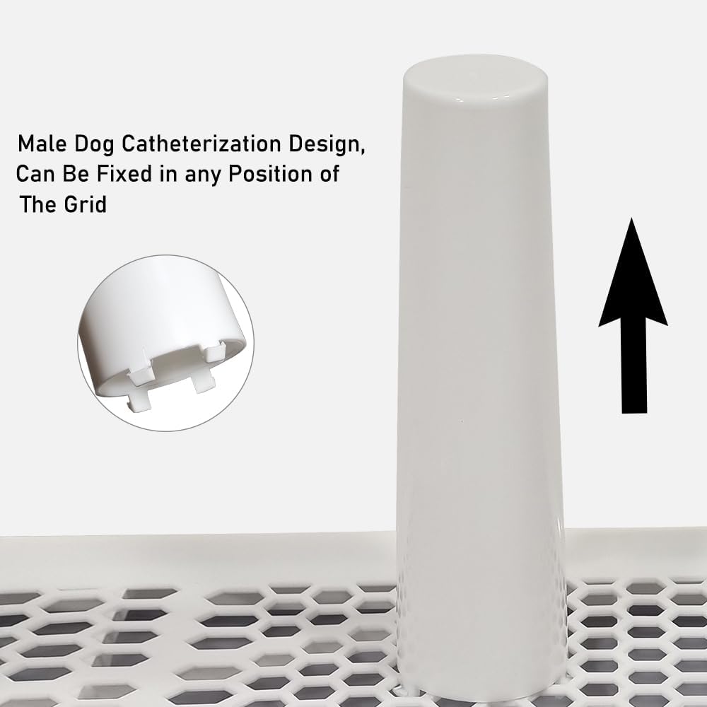 Dog potty training tray for small to medium dogs, Durable pee pad holder with Detachable pee post, Grid design, and Non-slip bottom, Ideal for training & daily use 50 cm