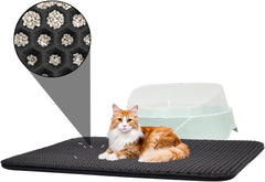 Cat litter mat with Honeycomb design, Water-resistant, and Washable EVA material, Double layer cat litter mat for Indoor cat litter boxes, Ideal for Multi-cat household, Easy to clean