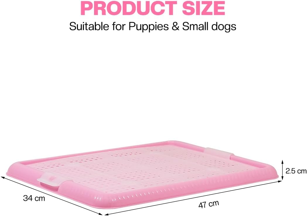 Dog potty training tray with Removable grid, Durable leak-proof puppy toilet pad holder for Small & Medium dogs, Suitable for Indoor/Outdoor use, Easy to clean, 47 cm