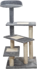 Cat Tree for Large Cats | Cat Tower House with Climbing Ladders | Soft Plush Fabric and Durable Activity Tower with Top Perch | Sisal carpets & Scratching posts, 102 cm (Grey)