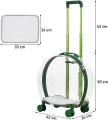 Transparent pet carrier for cats and dogs, Pet stroller with Telescopic handle, Durable zipper, Ventilation holes, and Rolling wheels, Suitable for outdoor activities, 93 cm