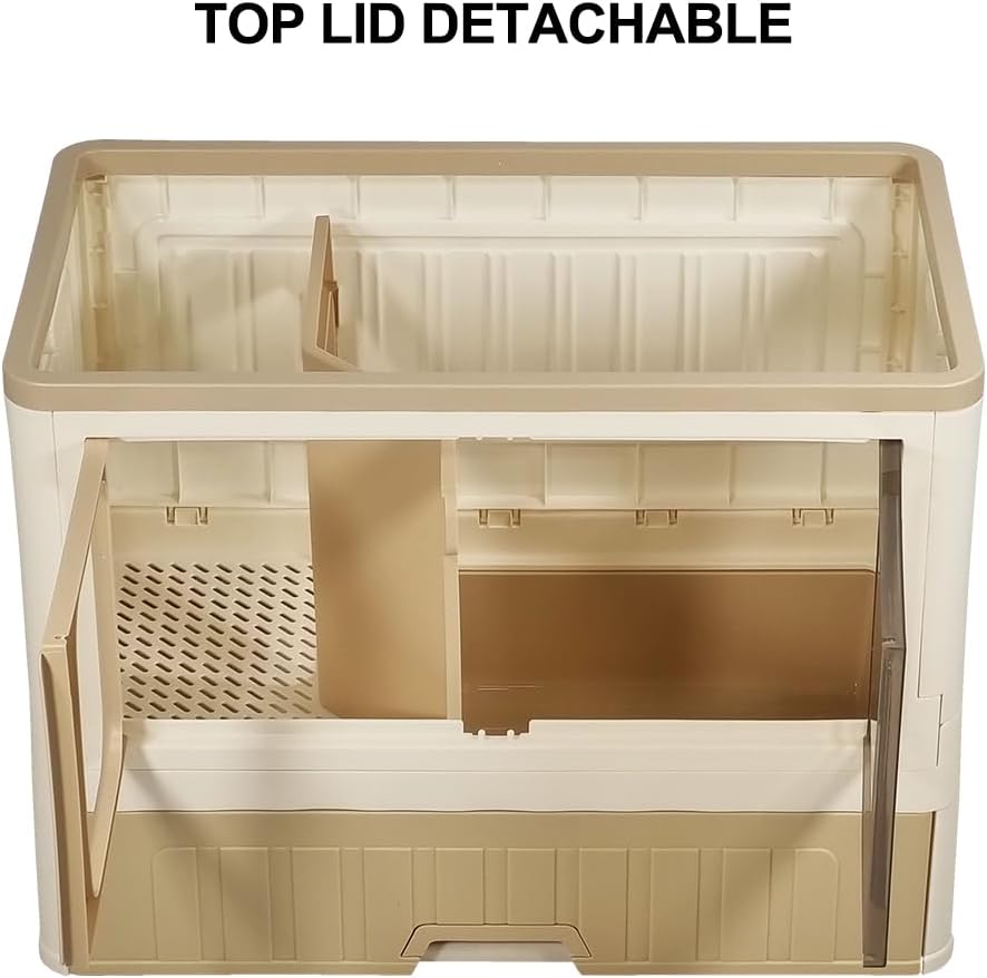 Cat cabinet, Durable 3-layer cat combination litter box with Storage area, Sleeping area, Cat toilet, and Rolling wheels, Durable plastic cat litter box, Ideal for indoor/outdoor use 115 cm