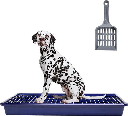 Pet potty training toilet, Sturdy leak-proof dog training tray with Stainless steel grid and Litter scoop, Ideal for medium to large breeds, Keeps paws dry and floors clean 65 cm