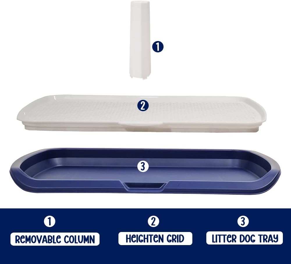 Dog potty training toilet for medium to large dogs, Durable plastic dog training pad holder with Detachable pee post, Carrying handle, and Grid design, Ideal for indoor & outdoor 66 cm